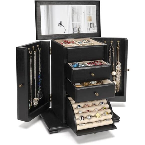 Jewelry Box for Women Rustic Wooden Jewelry Boxes & Organizers